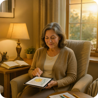 Faith-inspired coloring moment in warm sunlight